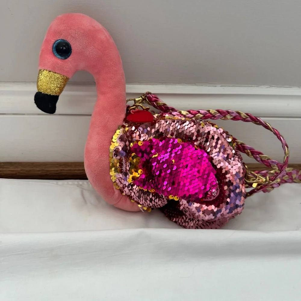 TY Flamingo Gilda Pink Sequined Purse
